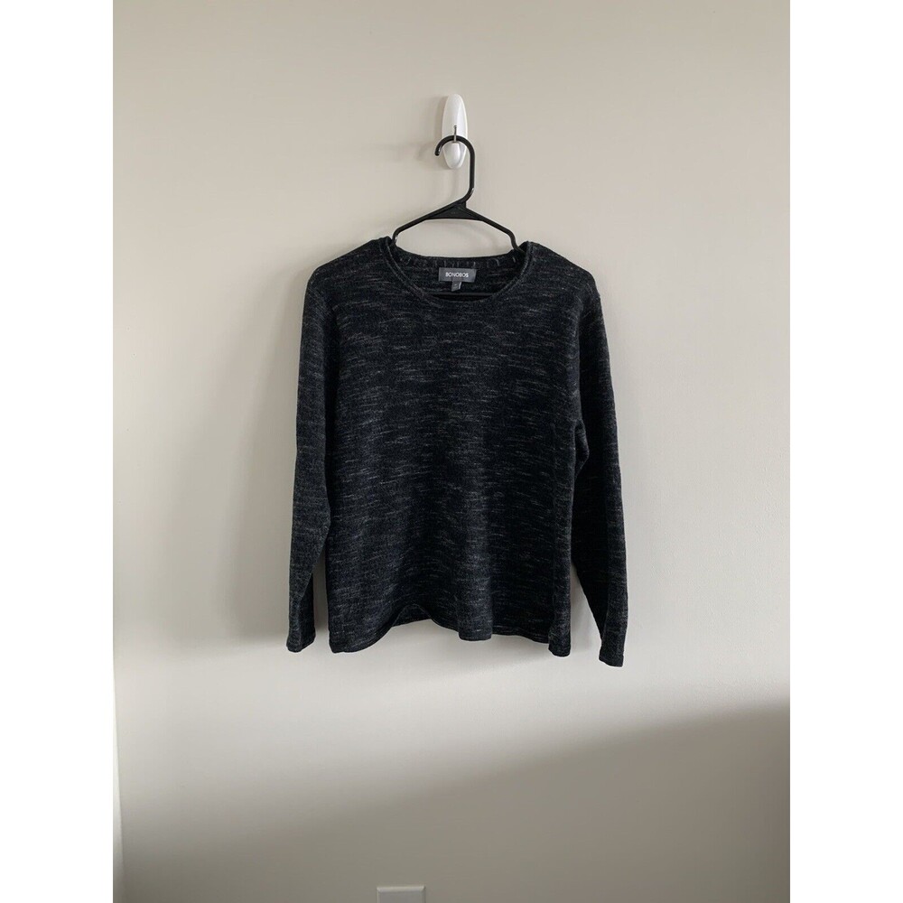 Bonobos Women’s Heathered Black Sweater 100% Merino Wool Size XL Long Sleeve